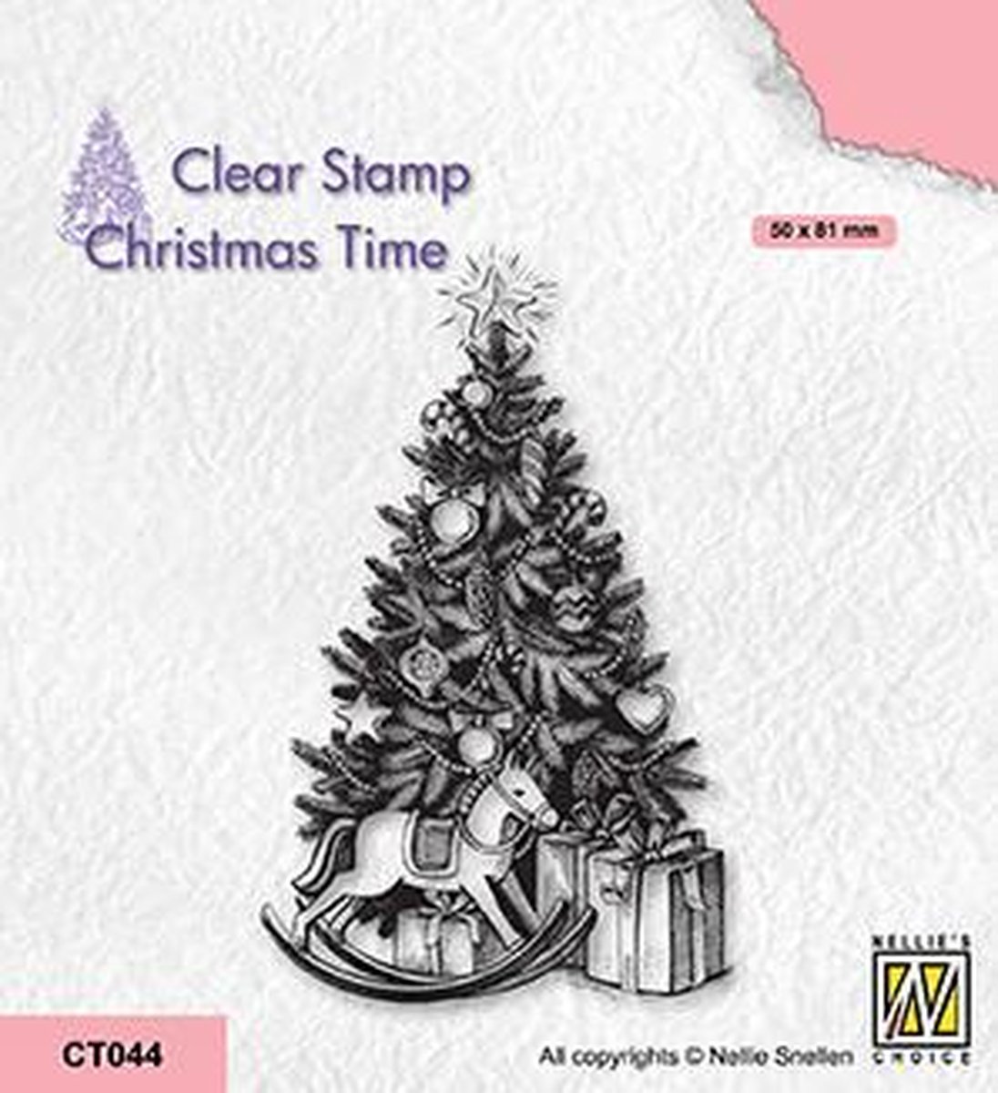 CT044 Nellie Snellen Christmas time clear stamp - Christmas tree and presents - stempel kerst kerstboom met cadeaus